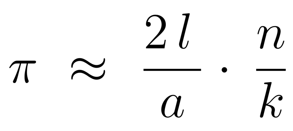Formel: Pi ist gerundet 2l geteilt durch a mal n geteilt durch k